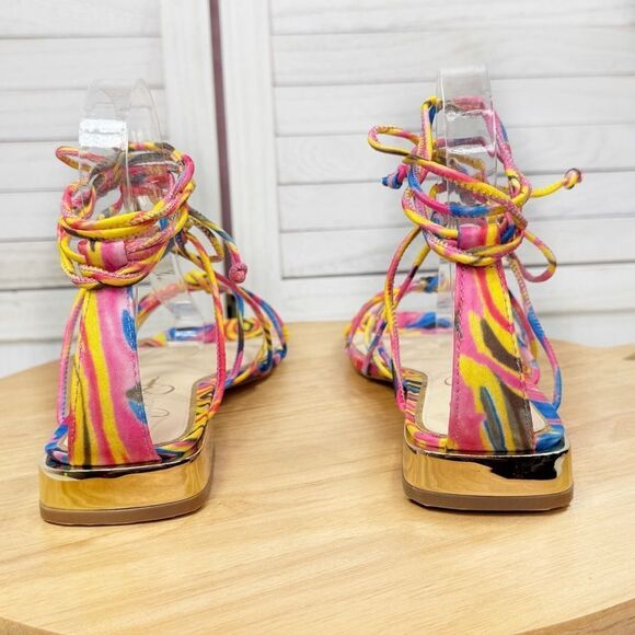 Jessica Simpson Chasca Ankle Tie Lace Up Gladiator Sandals Multicolor 8 - Picture 8 of 12